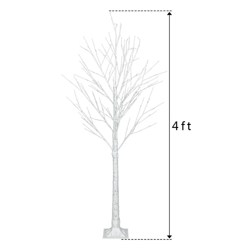 Birch Snow Lighted Trees and Branches, 4' H