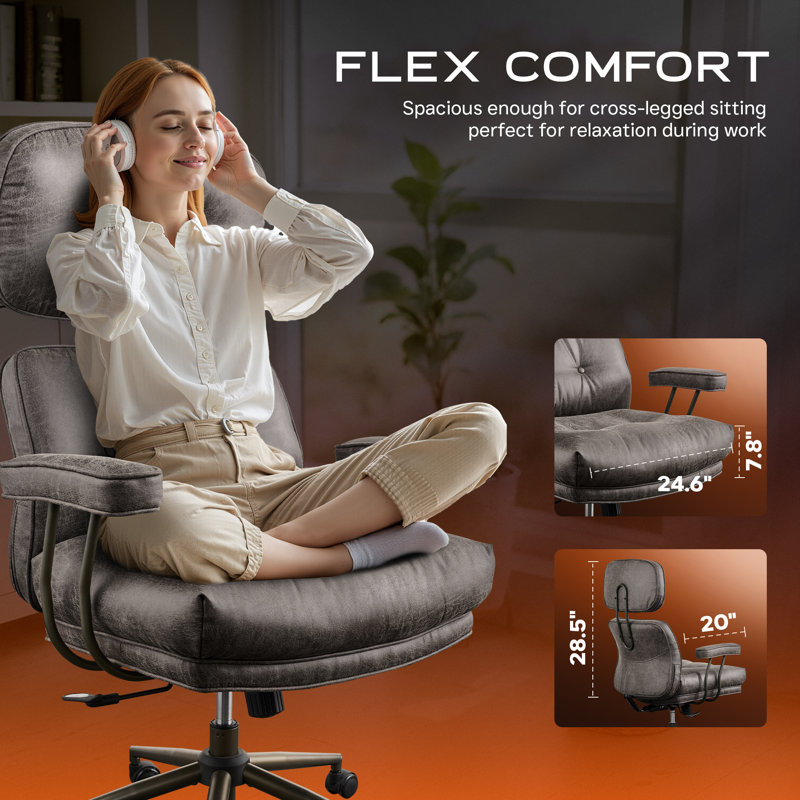 Office Chair With Headrest, Swivel Task Chair With Adjustable Gas Lift, Gray