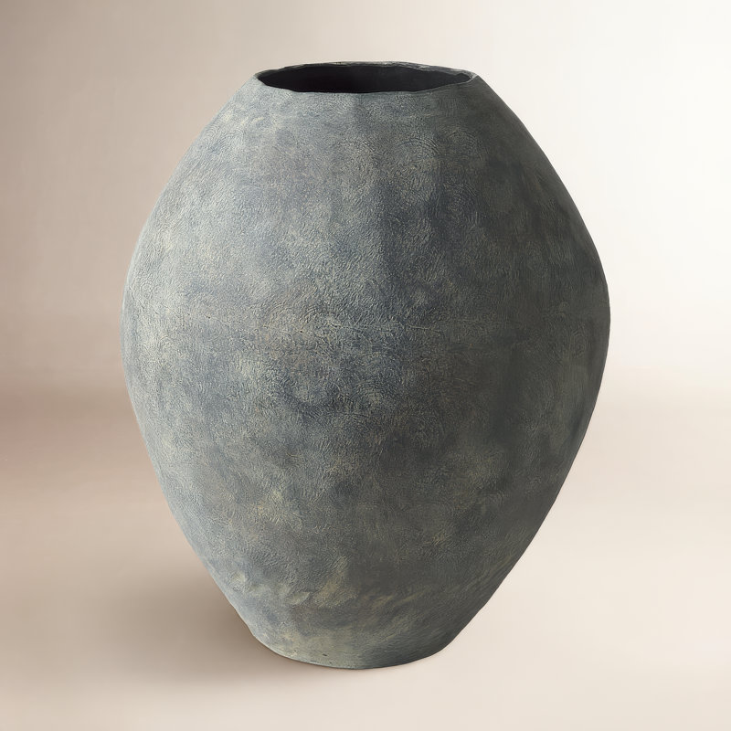 Vase de plancher en céramique Aisling, H 27,6 po x l 23,4 po x P 23,4 po, Gris