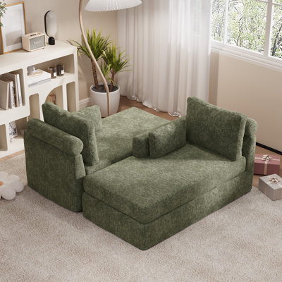 59.8" Length Upholstered Double Chaise Lounge