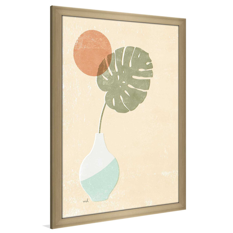 Sun Palm I Mint - Peinture, L 21,5 po x H 27,5 po, Encadrement brun
