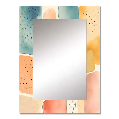 Orange Fun Pattern Of Shapes II - Geometric Unique Wall Mirror, Modern Mirror, Printed Metal Art