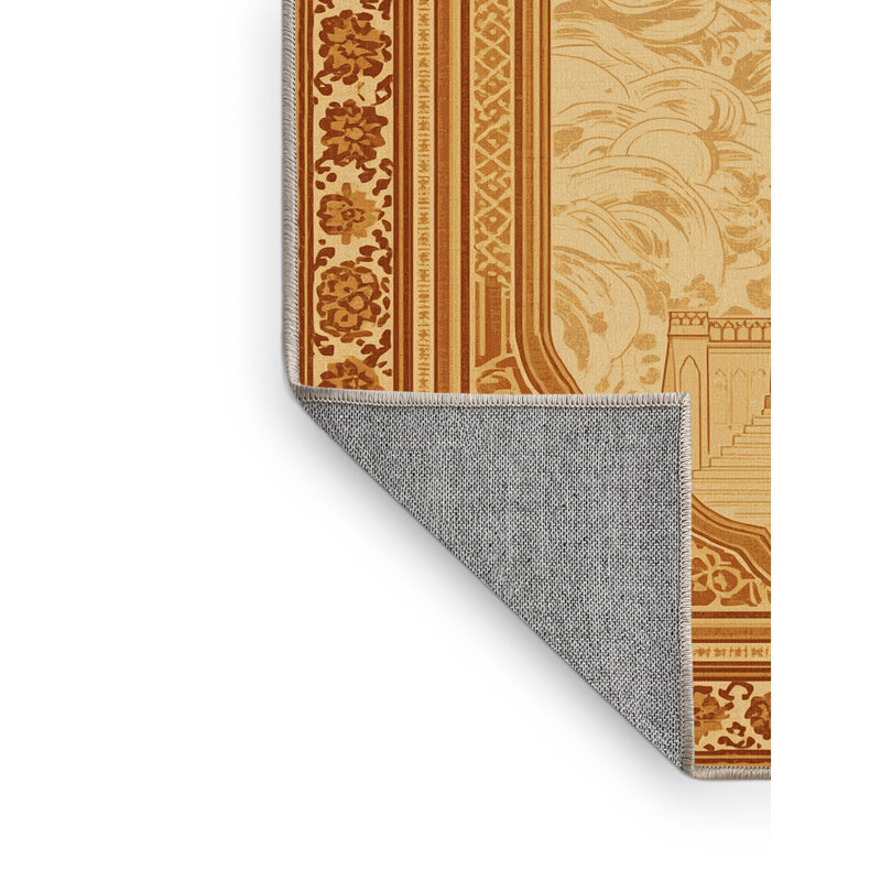 Tapis oriental classique beige / beige lavable à la machine Osiyo, 6 X 9