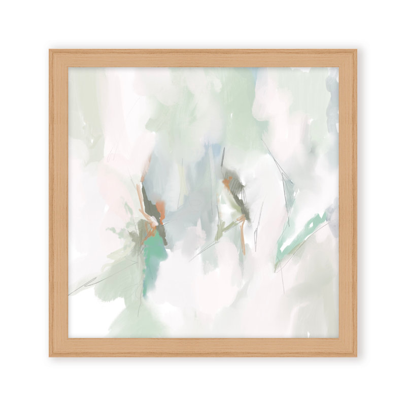 Abstract Coastal Bloom, 16" H x 16" W x 1.125" D, Framed Print, Beige