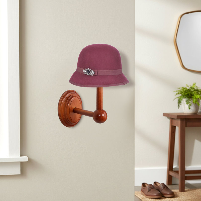 Présentoir à chapeaux mural rustique en bois avec plateau plat de 4 pouces pour chapeaux à bord
