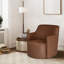 Fauteuil d'appoint pivotant rembourré Homepop - Similicuir cognac-1274173638