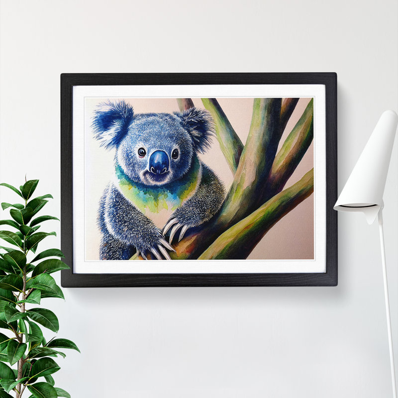 Koala Bear - Single Picture Frame Print, Black, 34cm H x 46cm W x 2cm D
