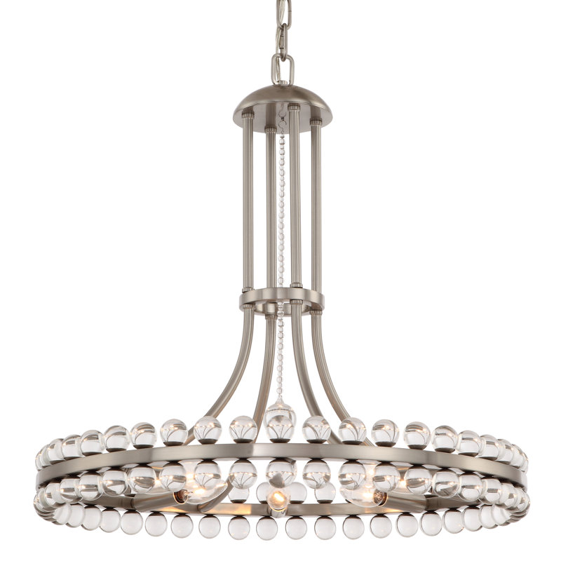 Clover 12-Light Crystal Pendant, 22.5", Aged Brass