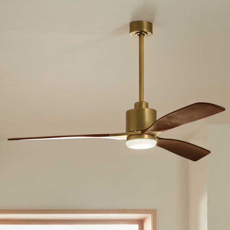 Ridley II 60" Indoor Stainless Steel Ceiling Fan with Cherry Blades and Integrated LED with Wall Control