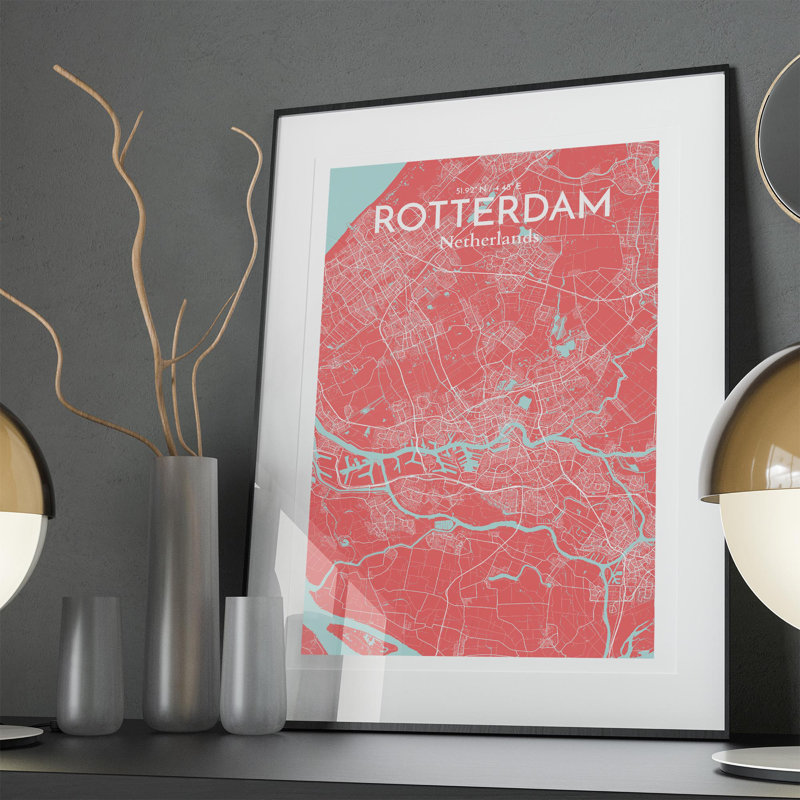 Rotterdam City Map In Maritime - No Frame Print, 36cm H x 24cm W x 0.05cm D