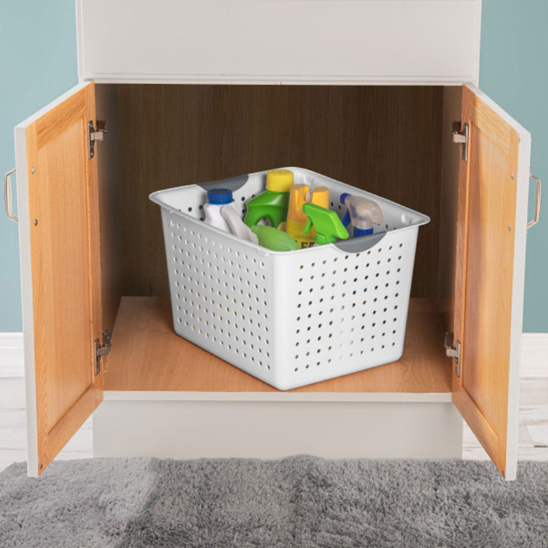 Panier, armoire de rangement, garde-manger, étagères et comptoirs Sterilite Ultra, 16" H x 13" W x 10" D, White, 12 Pack