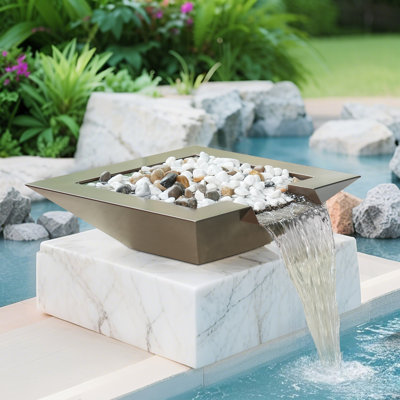 Handcrafted Outdoor Stainless Steel Waterfall Fountain
