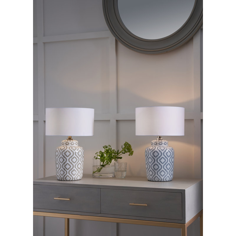 Ophir Ceramic Lamp Base Lamp, Grey/White