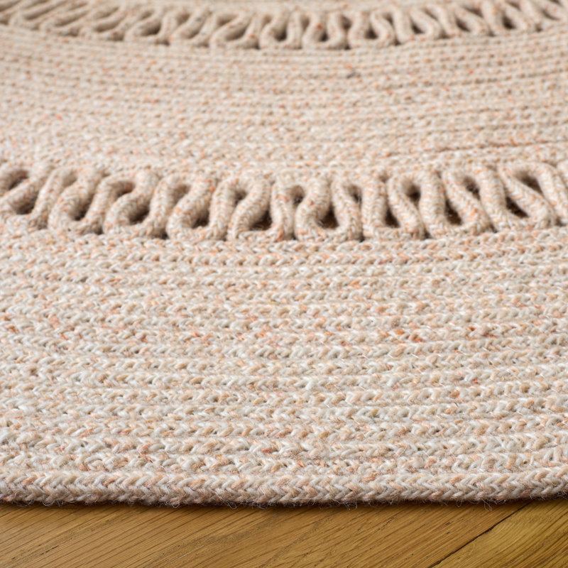 Braided Hand Woven No Pattern Indoor Rug, 4'-0" x 4'-0" Round