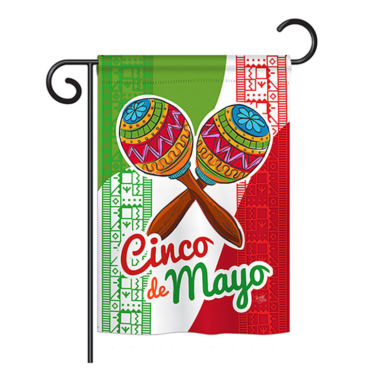 Maracas cinco de mayo et de polyester à 2 côtés 19 po de drapeau de jardin