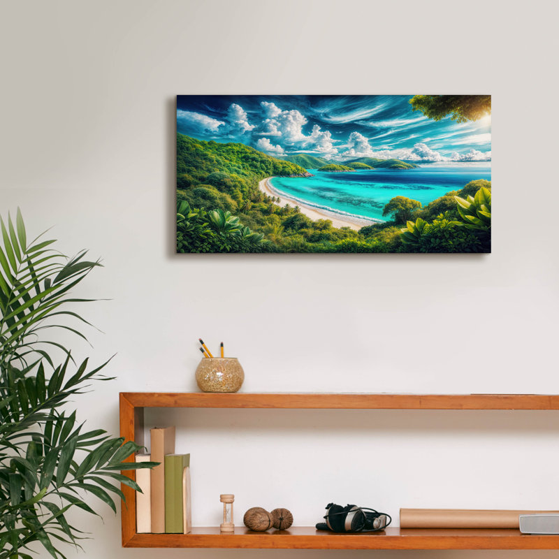 «Paradise Beach 6» par Rey Klimt, art mural sur toile, H 12 po x l 24 po x P 0,75 po
