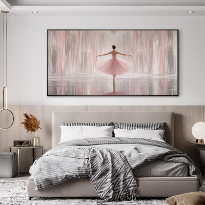 Très grande reproduction d'art sur toile - Danseuse de ballet élégante en tutu rose à l'intérieur d'un couloir romantique avec une douce atmosphère pastel pour le salon ou la chambre à coucher «Assemblage requis du cadre (cadre non fini)»