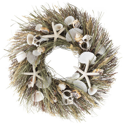20'' W Preserved Shell and Capiz Wreath 