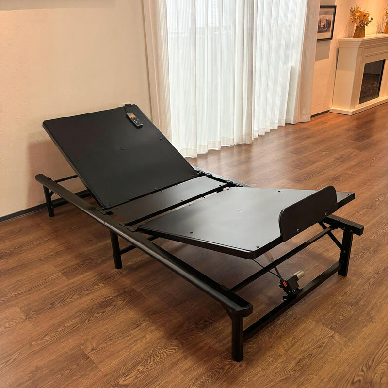 Base de lit réglable avec télécommande Alwyn Home, finition noir mat, inclinaison de la tête et des pieds, cadre réglable électrique, capacité robuste de 400 lb, idéale pour la maison et la chambre à coucher