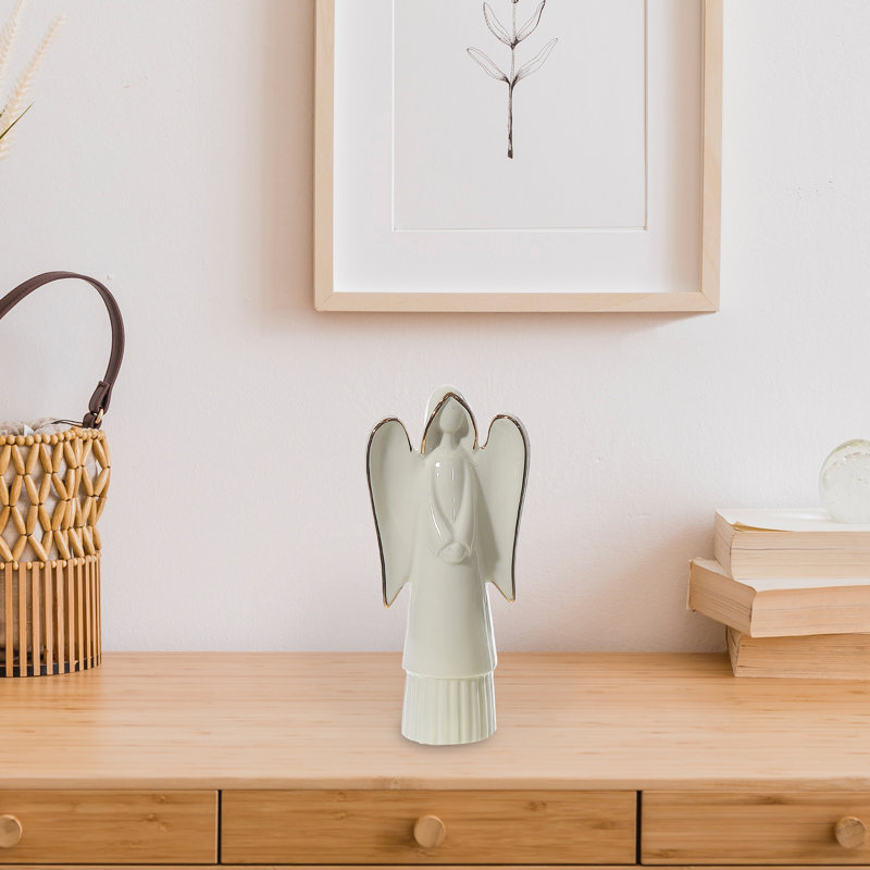 Figurine petit blanc brillant, H 7 po x l 4 po x P 2 po