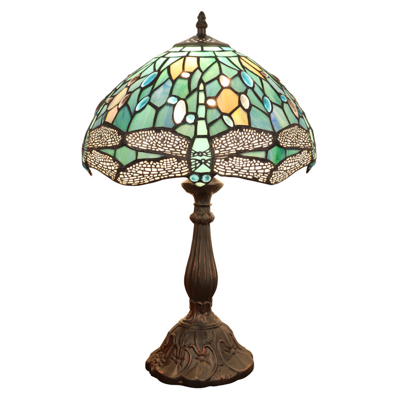  Lampe de table 1 lumière de style Tiffany libellule SUNNIVA 12 "