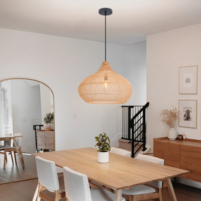 1-Light Natural Rattan Pendant Light