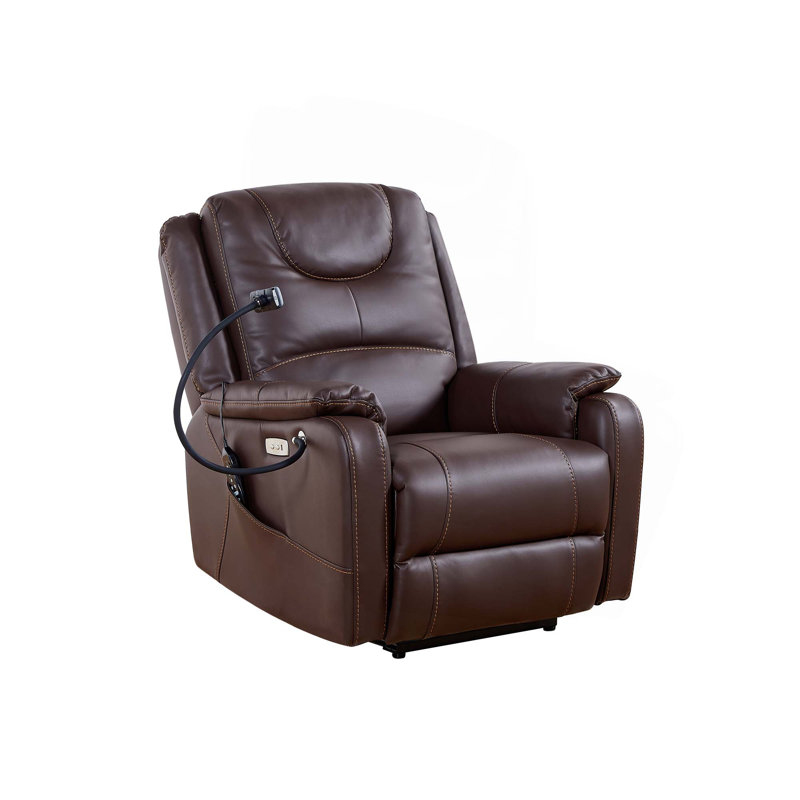 Fauteuil inclinable électrique en cuir Cooperman, Brun