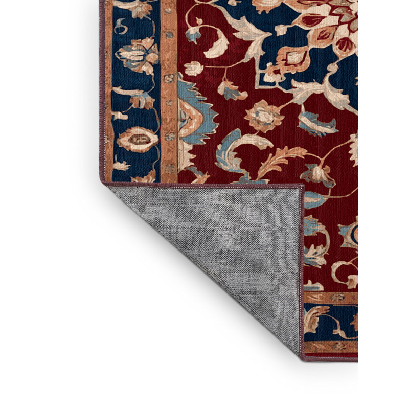 Machine Washable Tabriz Red Area Rug, Carré 6 pi