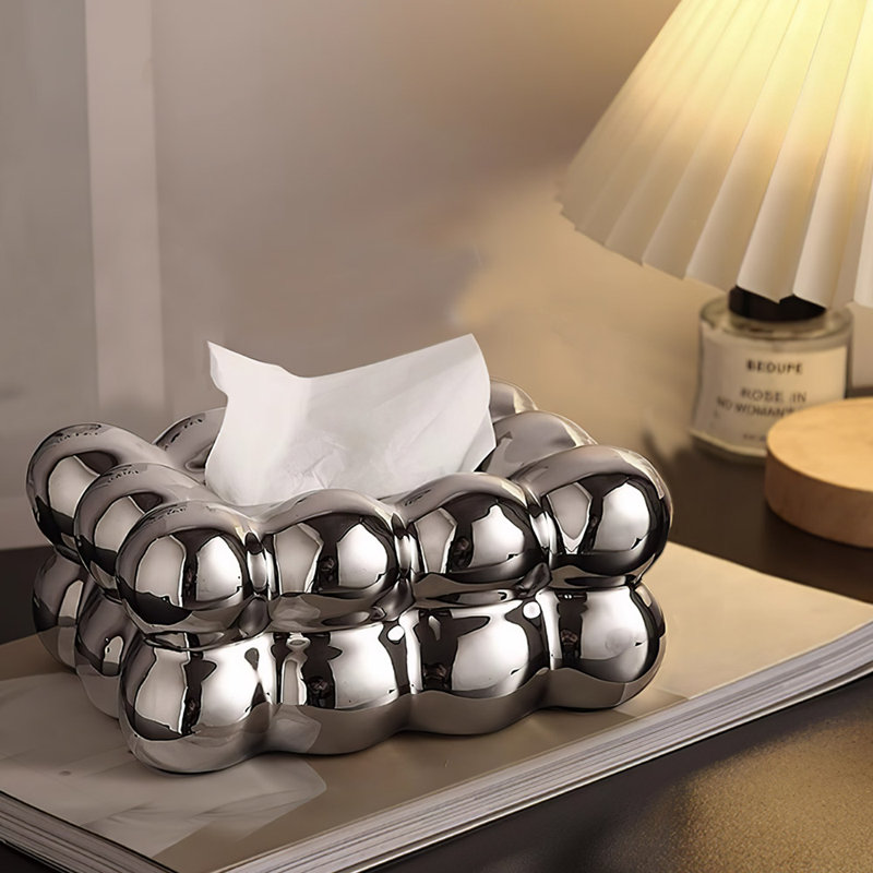 Chaundra Ceramic Makeup Organizer, Silver