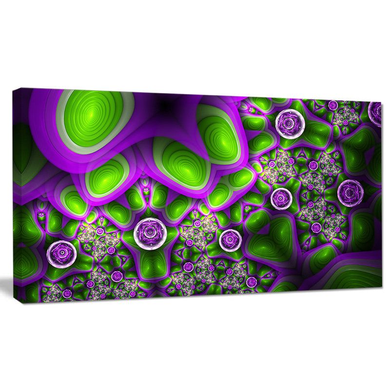 Art mural abstrait sur toile, impression exotique vert mauve - motif exotique vert mauve, H 16 po x l 32 po x P 1 po
