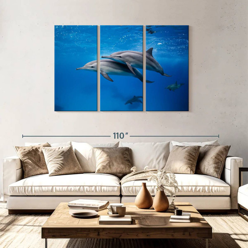 Brampt Swimming Dolphin Pair, 48" H x 74" W