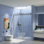 Double porte de douche coulissante sans cadre à fermeture en douceur, verre trempé de 3/8 po (10 mm) de qualité supérieure et revêtement facile à nettoyer