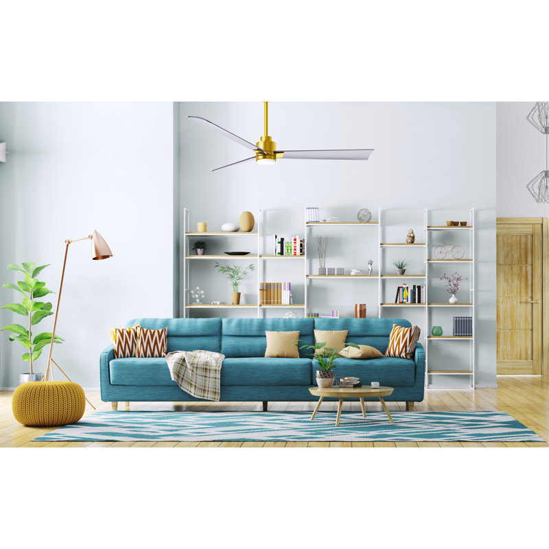 Ventilateur de plafond Alessandra, Nickel brossé, Laiton brossé, 56"