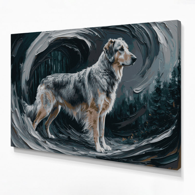 Chiens, art mural bleu sur toile Elkhound, H 11 po x l 14 po