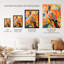Wall Art Print Autumn Pheasant Bird Portrait Vibrant Folk Art Oil Painting Orange Patterns Poster