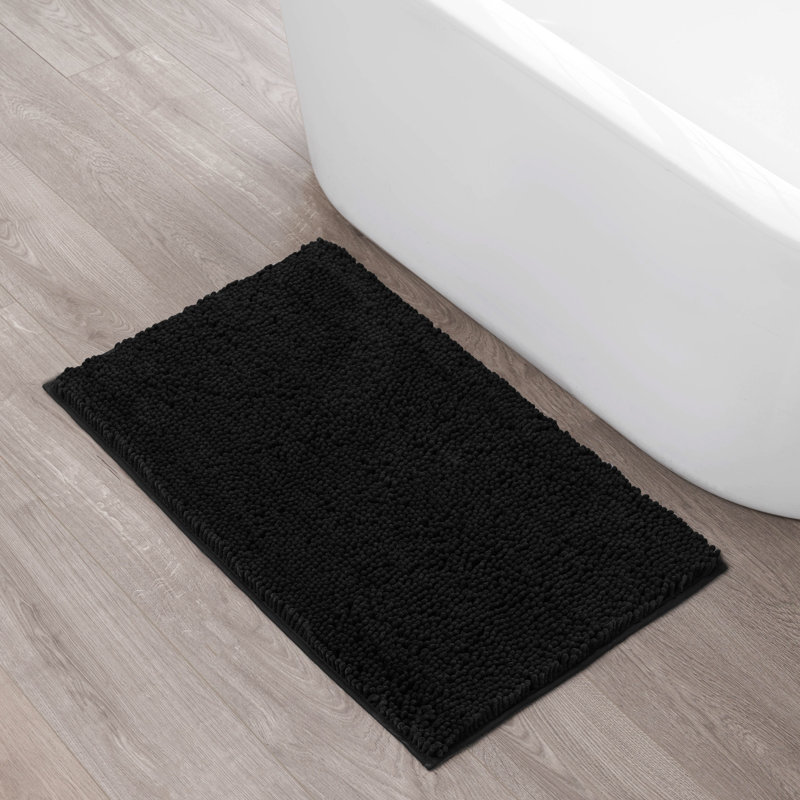 Non-Slip Bath Mat - Basics by Wayfair™, Single - 21" L x 34" W, Black