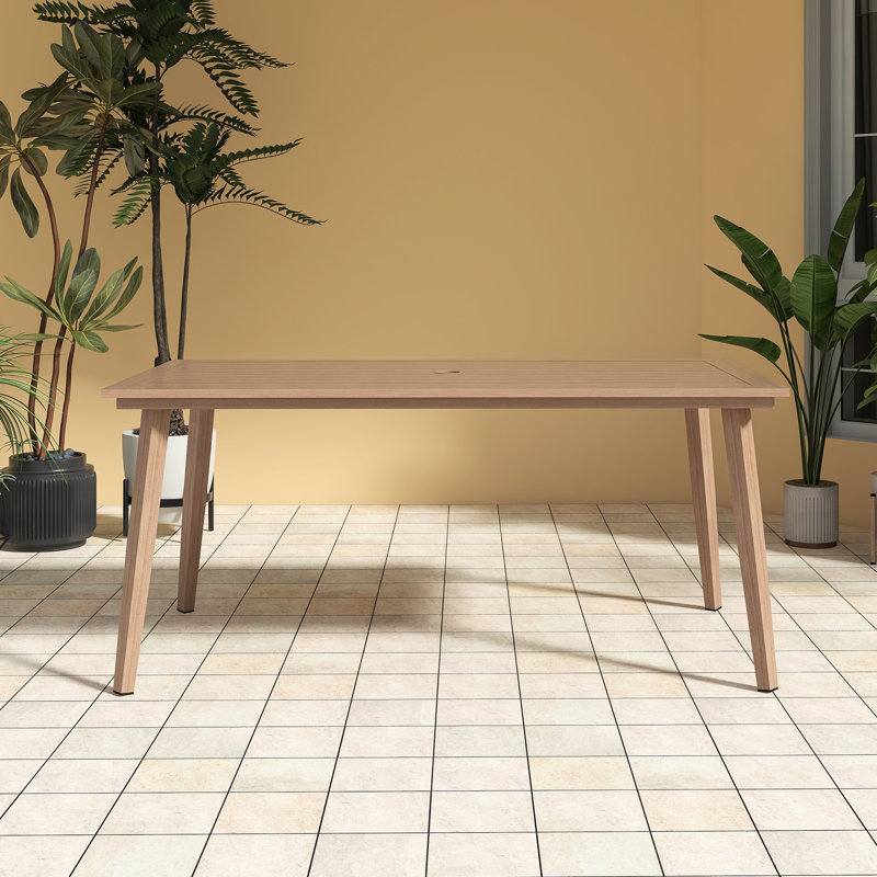 6-Person Rectangular Aluminum Dining Table, Brown