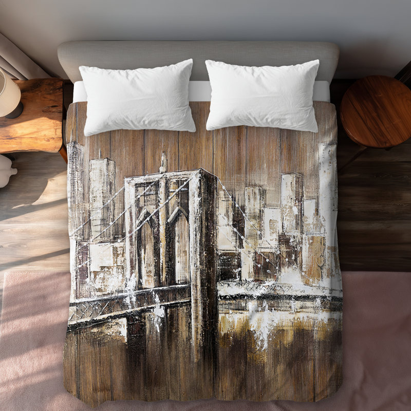 Aged Finish Brooklyn Bridge Duvet Cover - Modern Office Decor