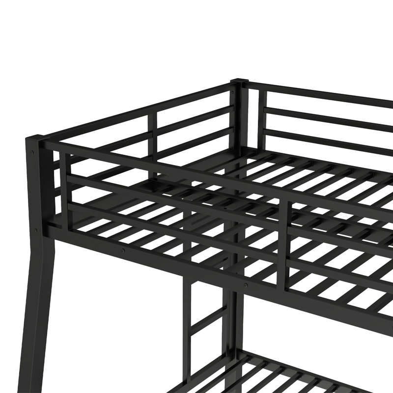 Metal Full Xl Over Queen Bunk Bed For Adults And Teens, Space-saving Heavy-duty Bunk Bed With Guardrails, No Box Spring Needed, Under-bed Storage