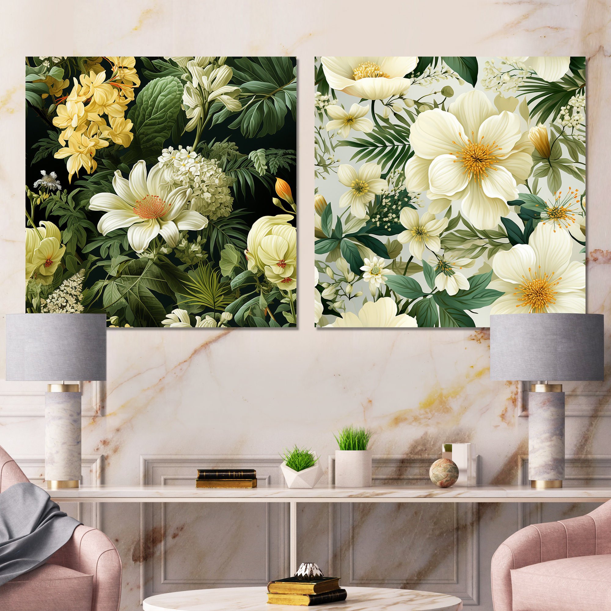 Design Art Boho Botanical Oasis Palm II - Fuschia Wall Art Living Room ...