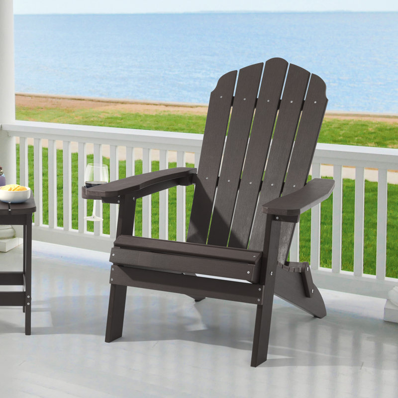 Chaise Adirondack pliante en plastique Ramilla, Café