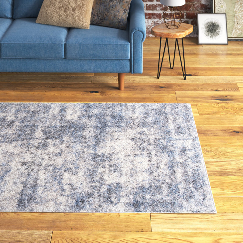 Tapis ivoire / bleu Niels, Rectangle 8 pi x 10 pi