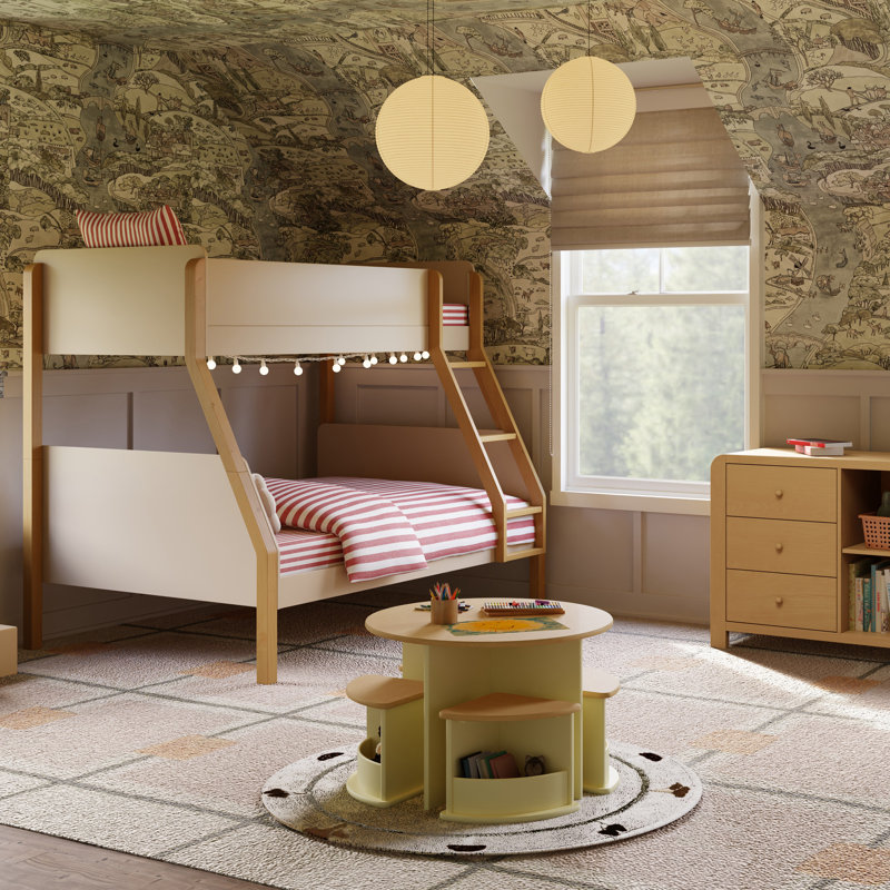 TipToe Twin-Over-Full Bunk Bed, Taupe/Honey