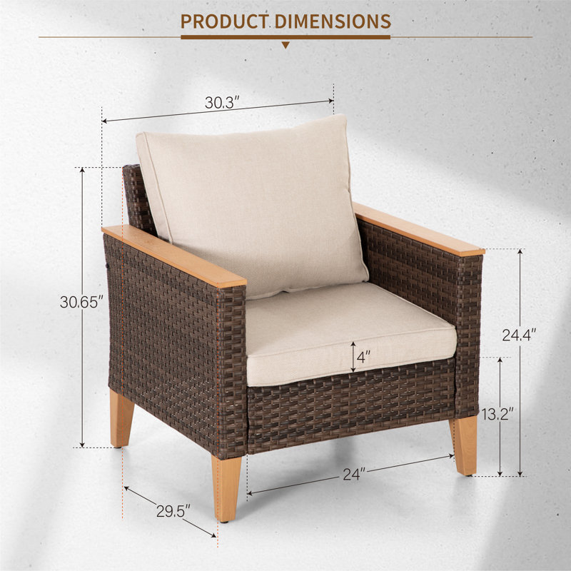 Ensemble de chaises d'extérieur en osier avec coussins (ensemble de 2)