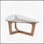 Superbe table basse Mid-Century avec verre trempé et bois de pacanier