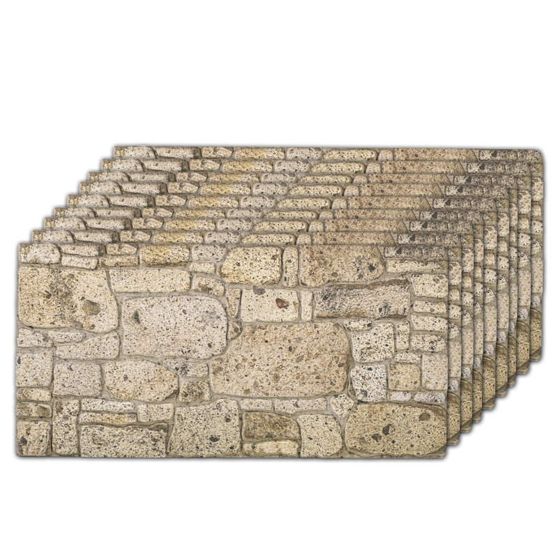 Panneaux muraux 3D en styromousse (ensemble de 9) - Revêtement mural décoratif effet pierre naturelle, facile à installer, résistant à l'eau et isolé, couvre 48 pieds carrés