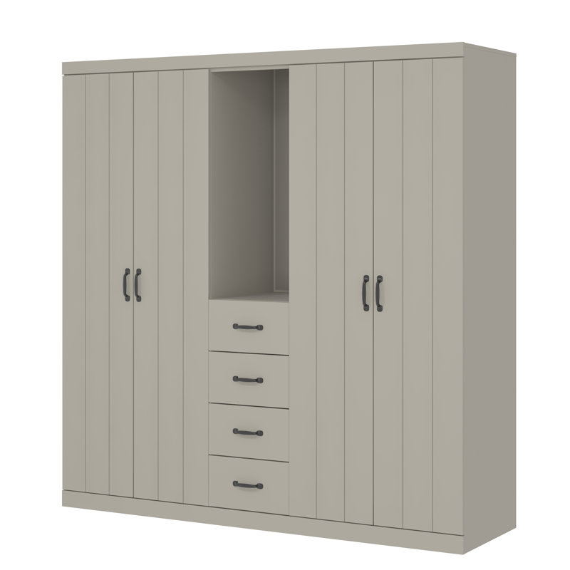 Allington 4 Door 4 Drawer Combi Fitment Wardrobe, Light Grey