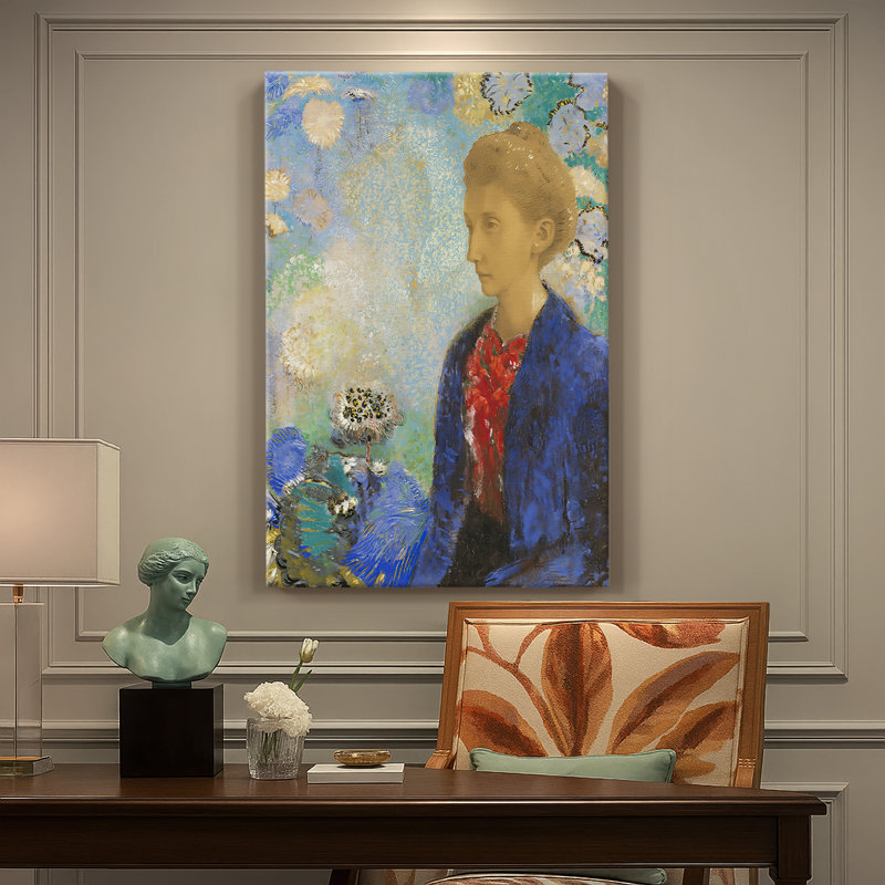 Baronne de Domécy - toile tendue par Odilon Redon, 24 po x 36 po