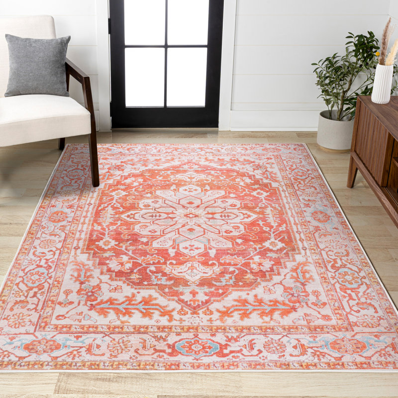 Tapis orange / crème Lesak, Rectangle 9 pi x 12 pi