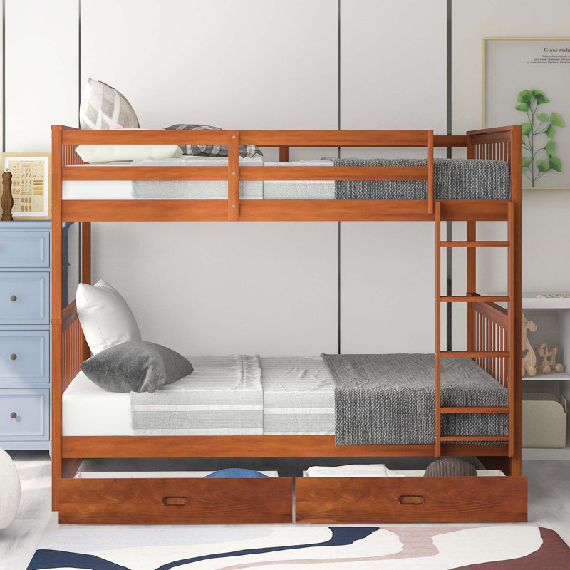 Bunk Bed With Ladders And Two Storage Drawers